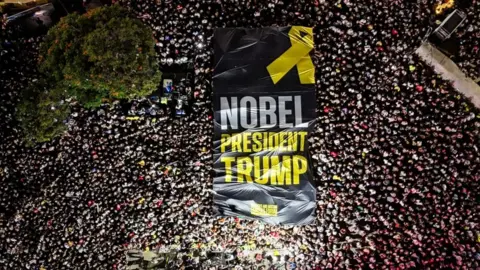 Rally in Tel Aviv Celebrates Trump Ahead of Anticipated Hostage Release from Hamas